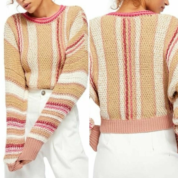 NWT Free People Show Me Love Striped Knit Pullover Sweater : Size M - Picture 5 of 10